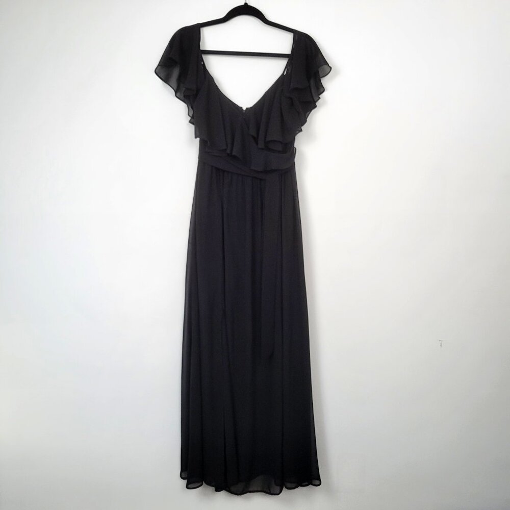 Vintage 90s Goth Romantic Flutter Sleeve Full length Gown Sheer Dark Fairy